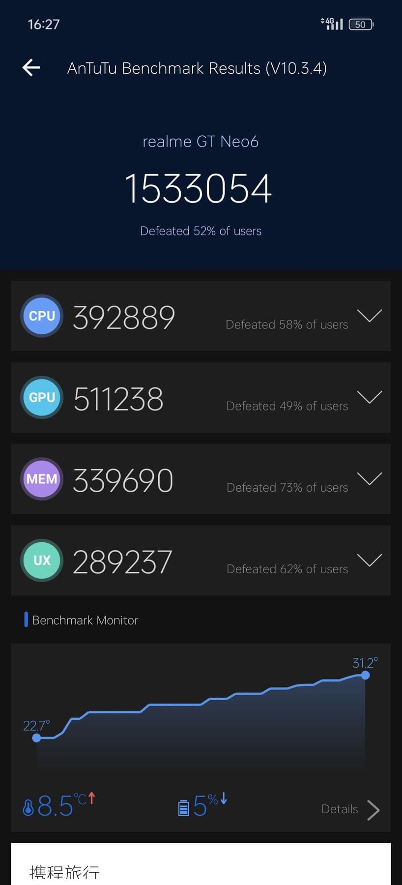 AnTuTu 10 Scores of Realme GT Neo 6 NR Benchmark