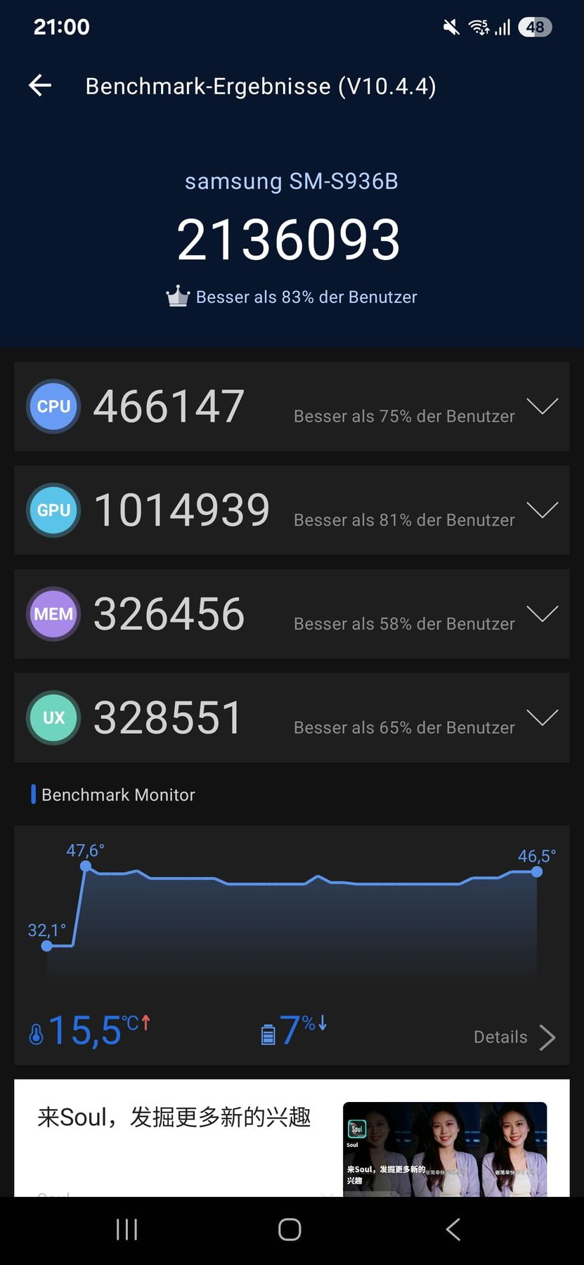 AnTuTu 10 Scores of Samsung Galaxy S25 Plus NR Benchmark