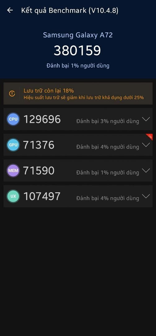 Samsung Galaxy A72 AnTuTu – 490,745