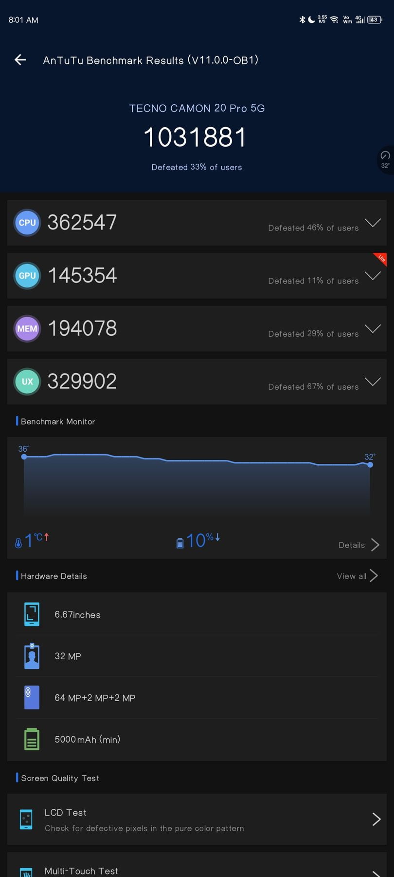 Tecno Camon 20 Pro 5G AnTuTu – 1,031,881