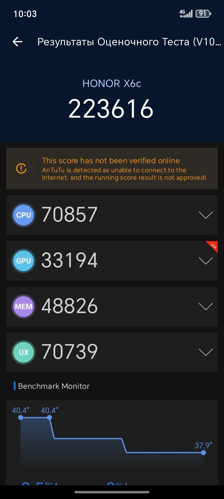 Honor X6c AnTuTu – 290,520