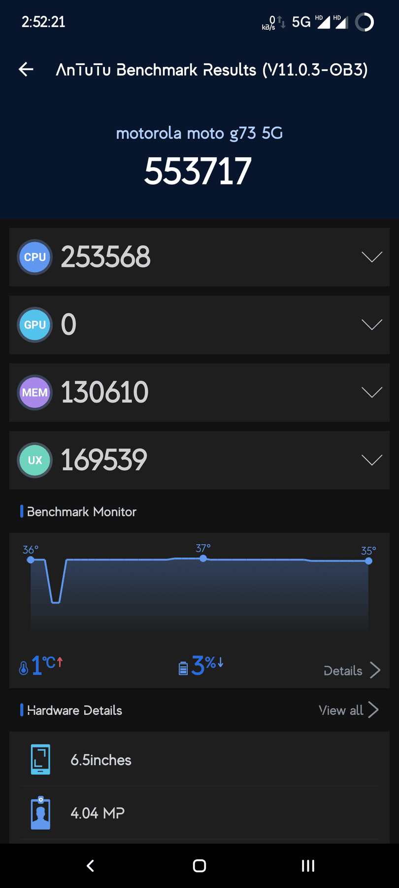 Motorola Moto G73 AnTuTu – 553,717