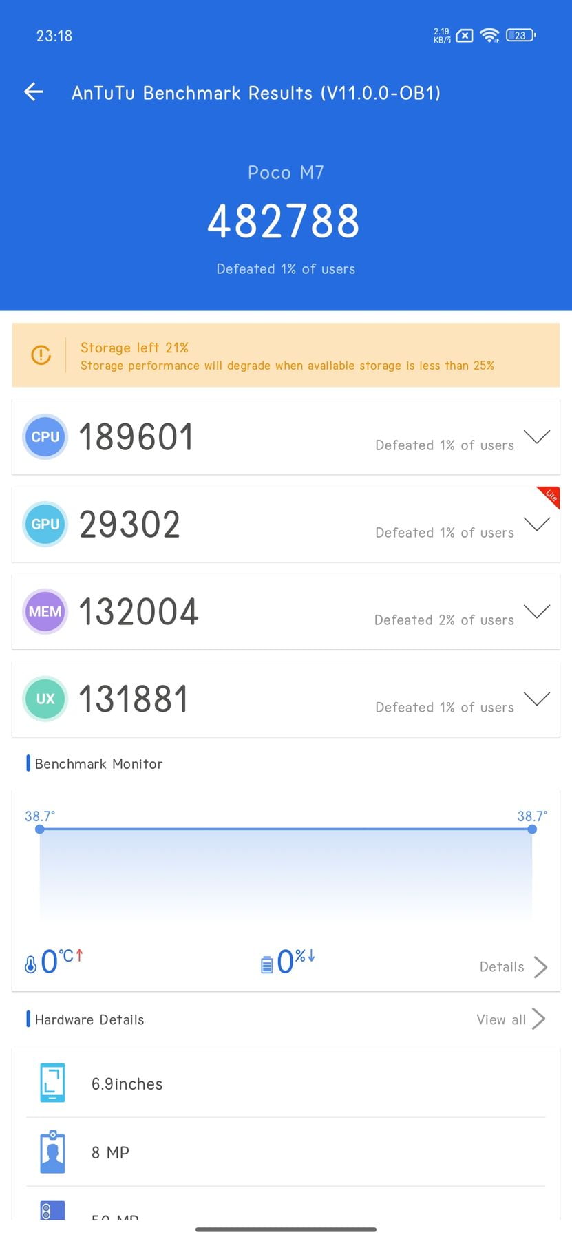 Xiaomi Poco M7 4G AnTuTu – 482,788