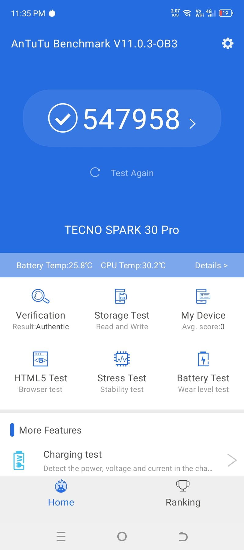 Tecno Spark 30 Pro AnTuTu – 547,958