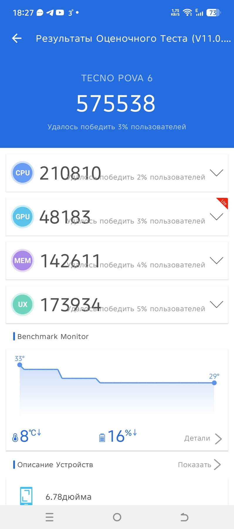 Tecno Pova 6 AnTuTu – 575,538