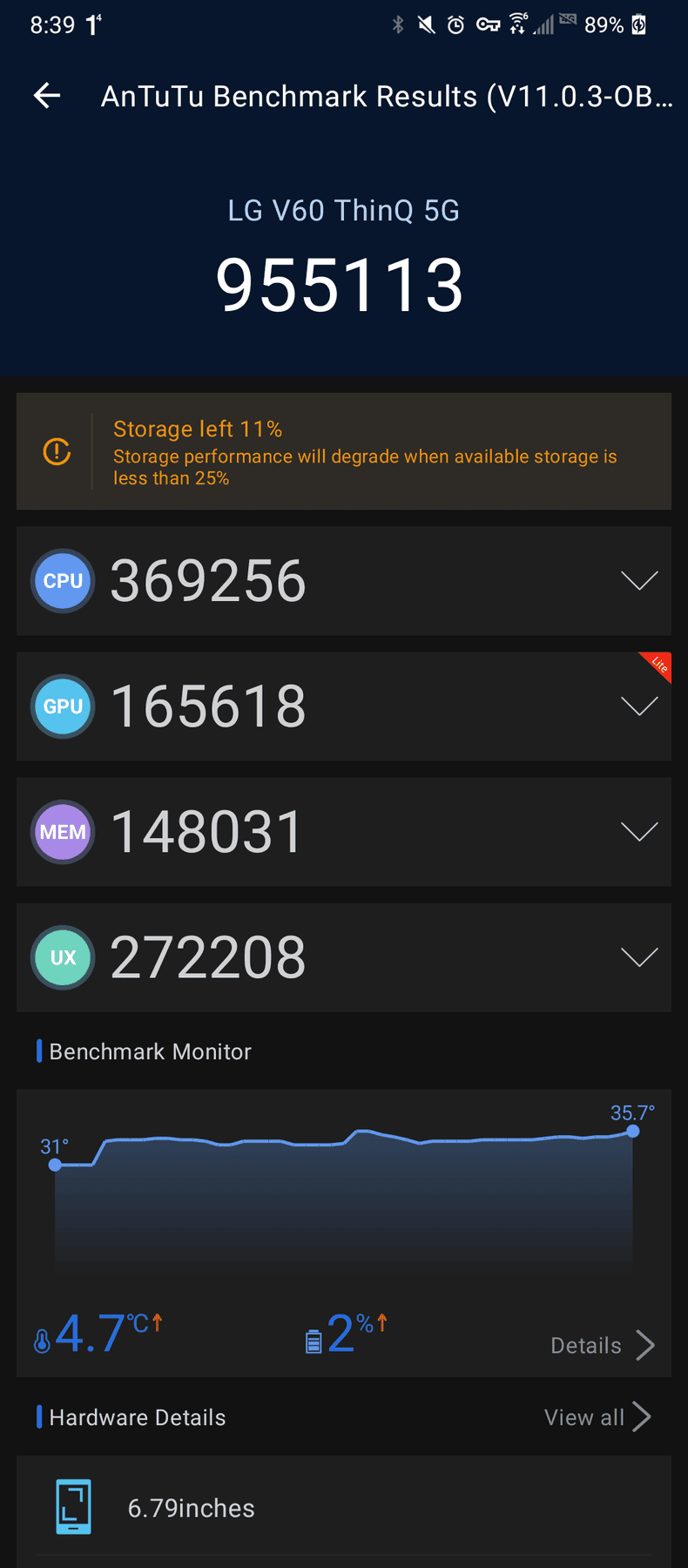 LG V60 ThinQ AnTuTu – 955,113
