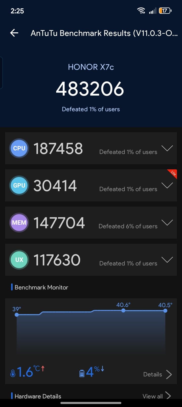 Honor X7c AnTuTu – 483,206