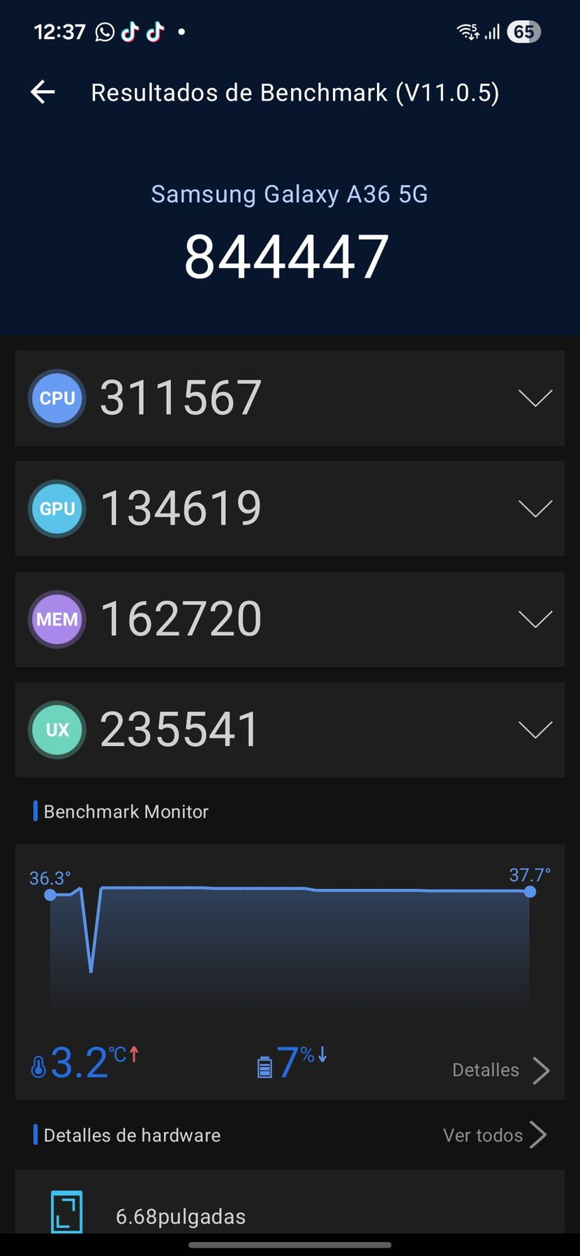 Samsung Galaxy A36 5G AnTuTu – 844,447