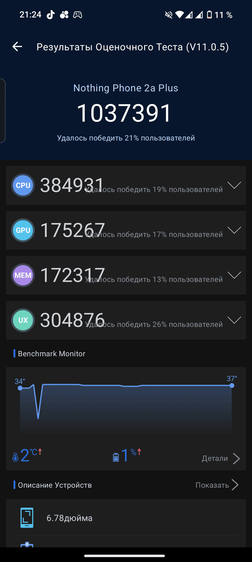 Nothing Phone (2a) Plus AnTuTu – 1,037,391