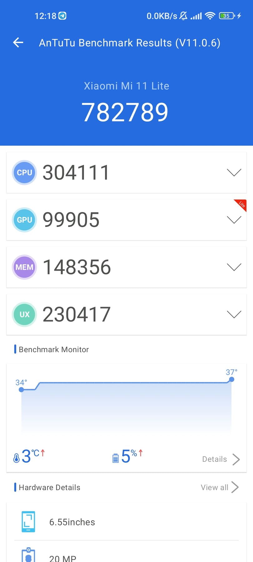 Xiaomi Mi 11 Lite 5G AnTuTu – 782,789