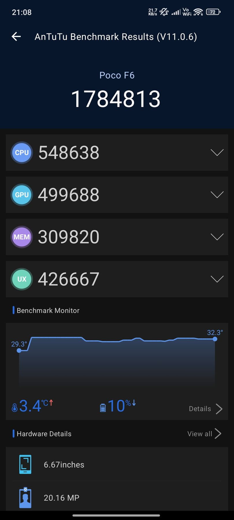 Xiaomi Poco F6 AnTuTu – 1,784,813