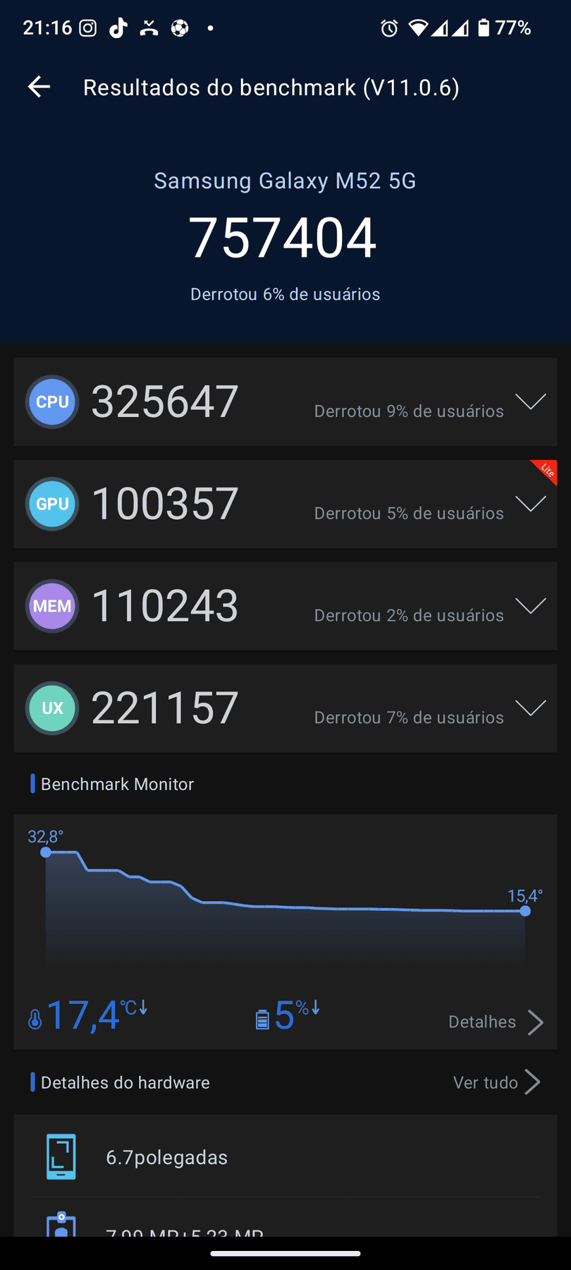 Samsung Galaxy M52 5G AnTuTu – 757,404