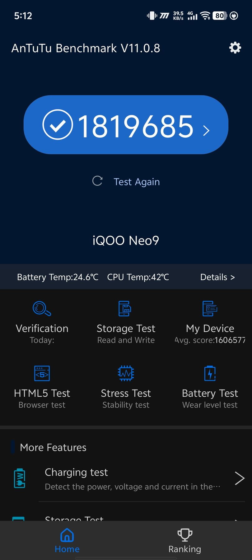 Vivo iQOO Neo 9 AnTuTu – 1,819,685