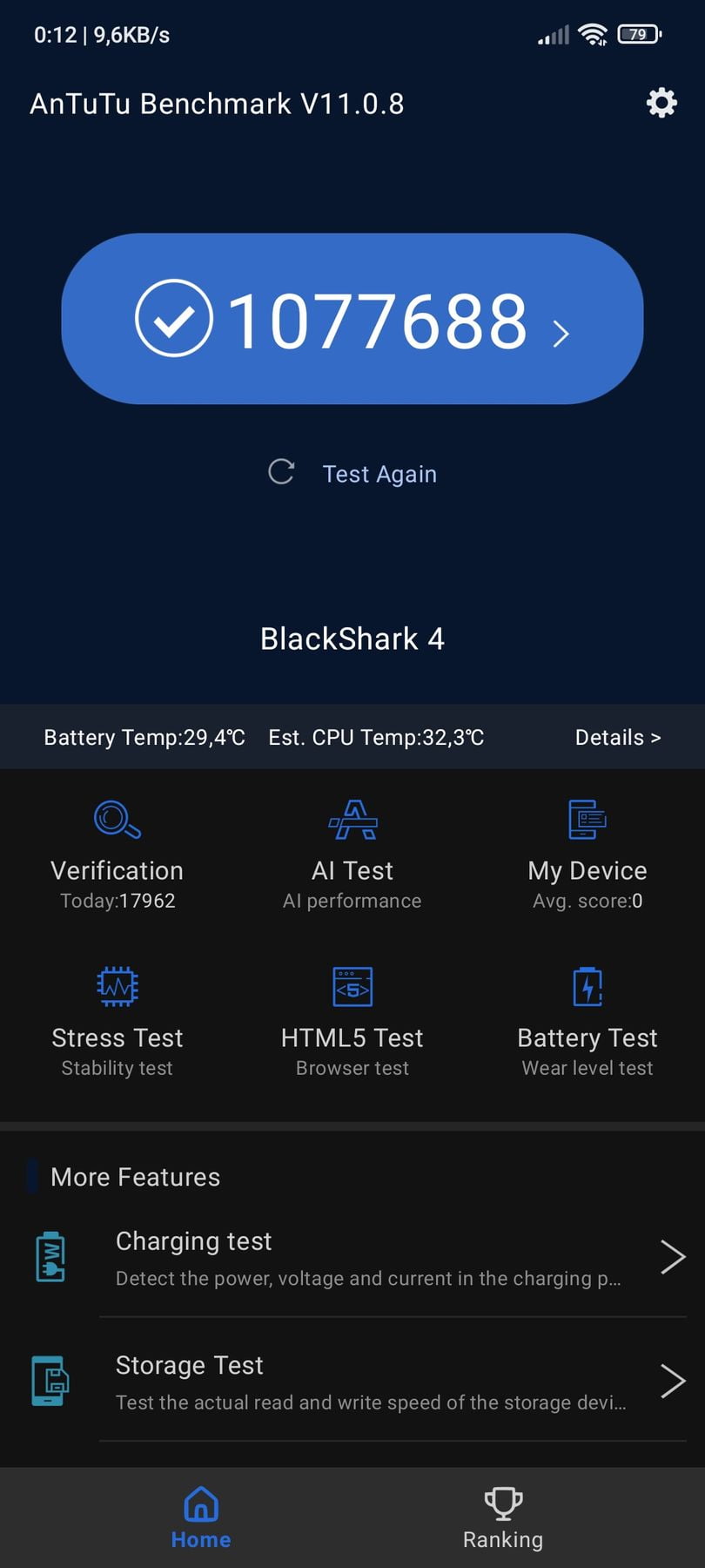 Xiaomi Black Shark 4 AnTuTu – 1,077,688