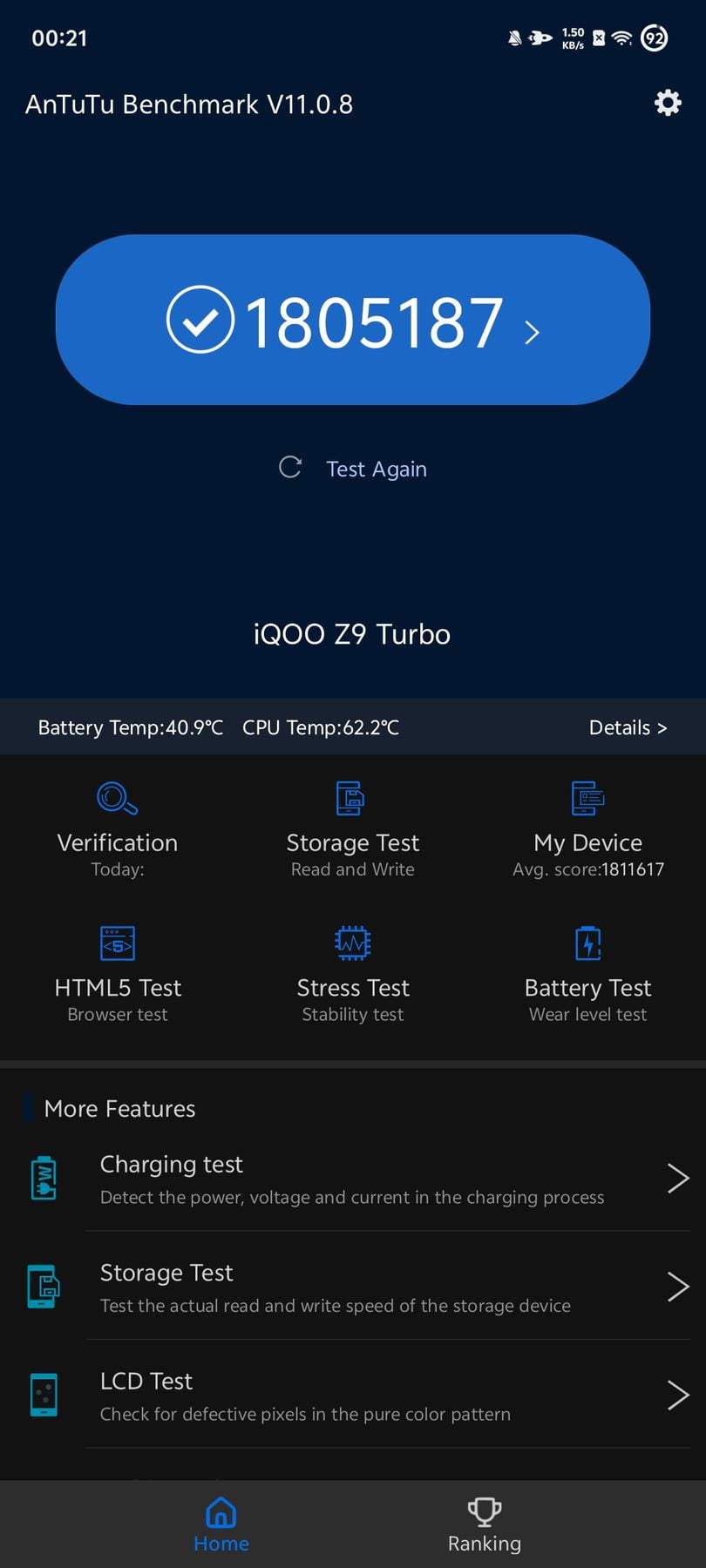 Vivo iQOO Z9 Turbo AnTuTu – 1,805,187