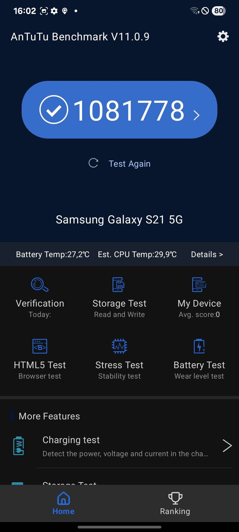 Samsung Galaxy S21 AnTuTu – 1,081,778