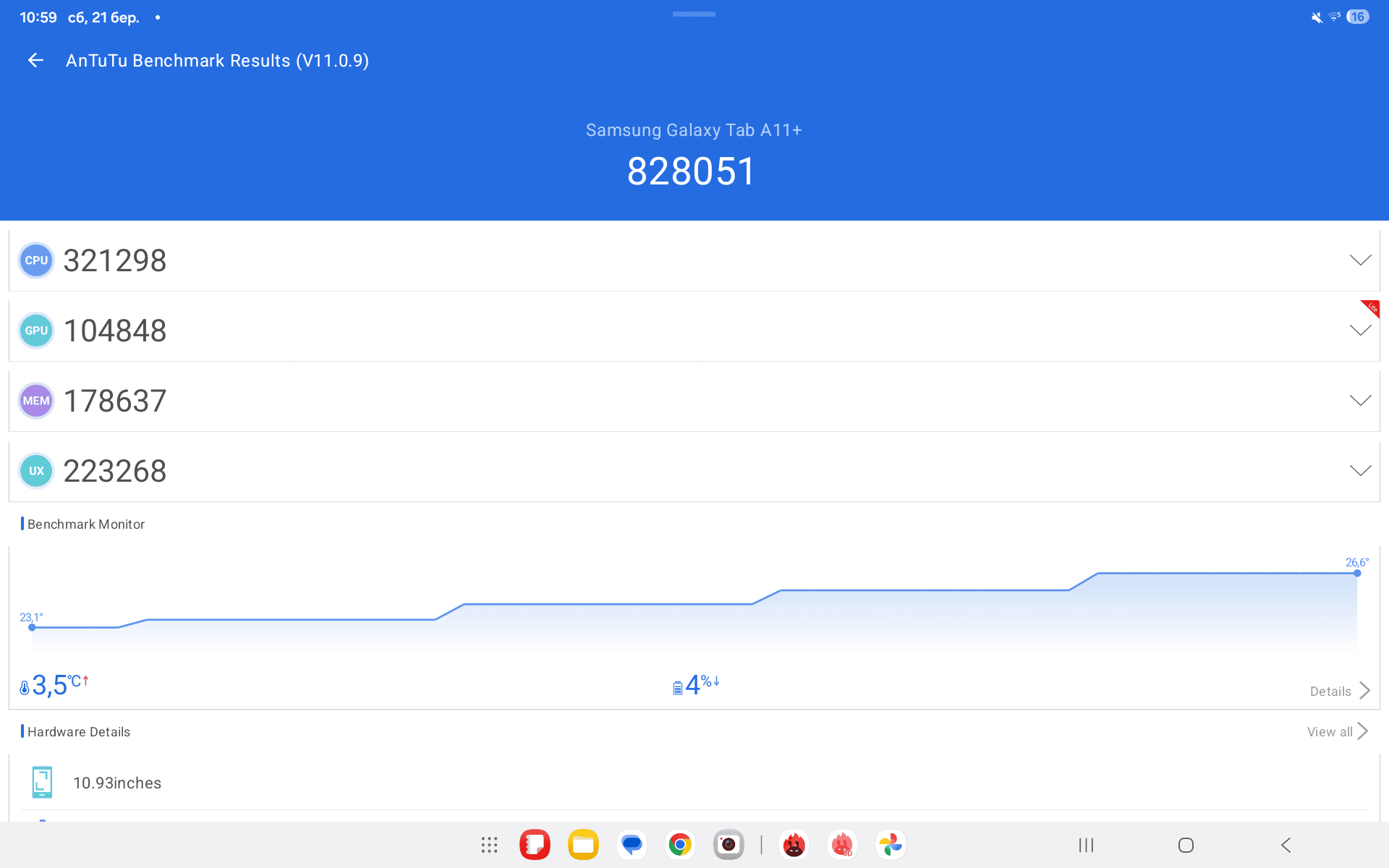 Samsung Galaxy Tab A11+ (Plus) AnTuTu – 828,051