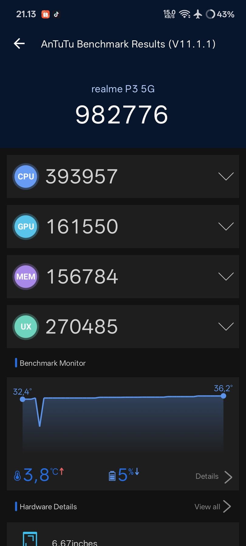 Realme P3 5G AnTuTu – 982,776