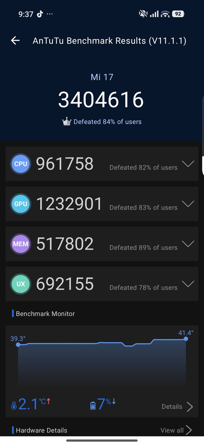 Xiaomi 17 AnTuTu – 3,404,616
