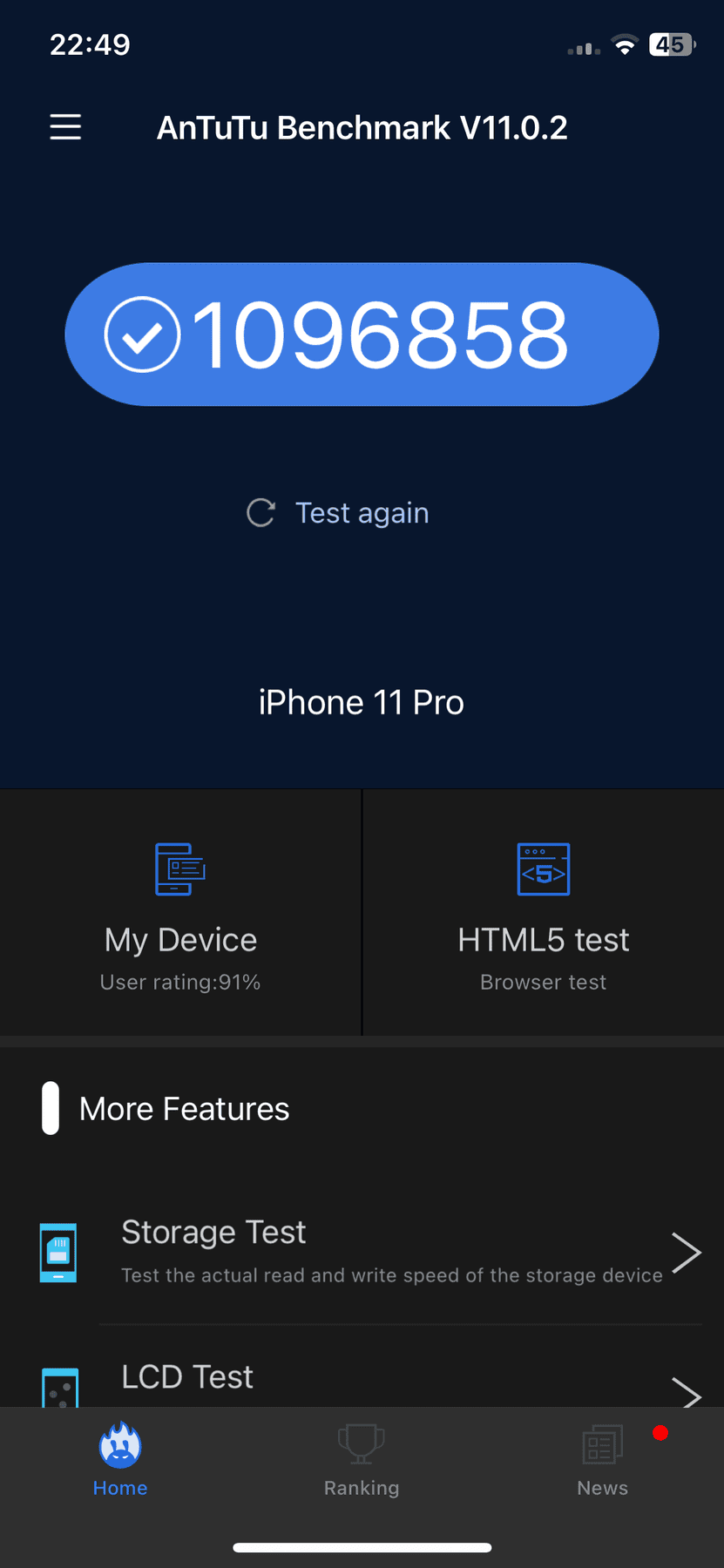 Apple iPhone 11 Pro AnTuTu – 1,096,858
