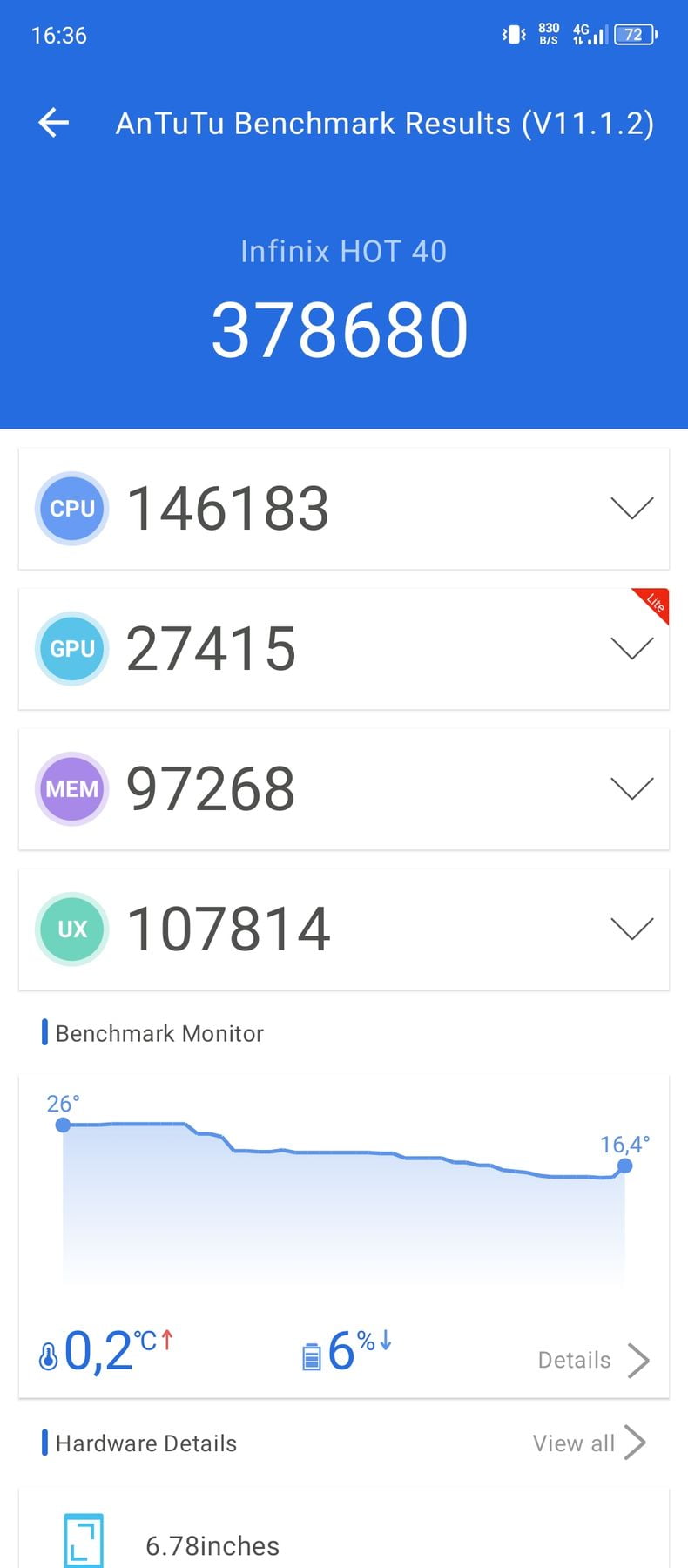 Infinix Hot 40 AnTuTu – 378,680