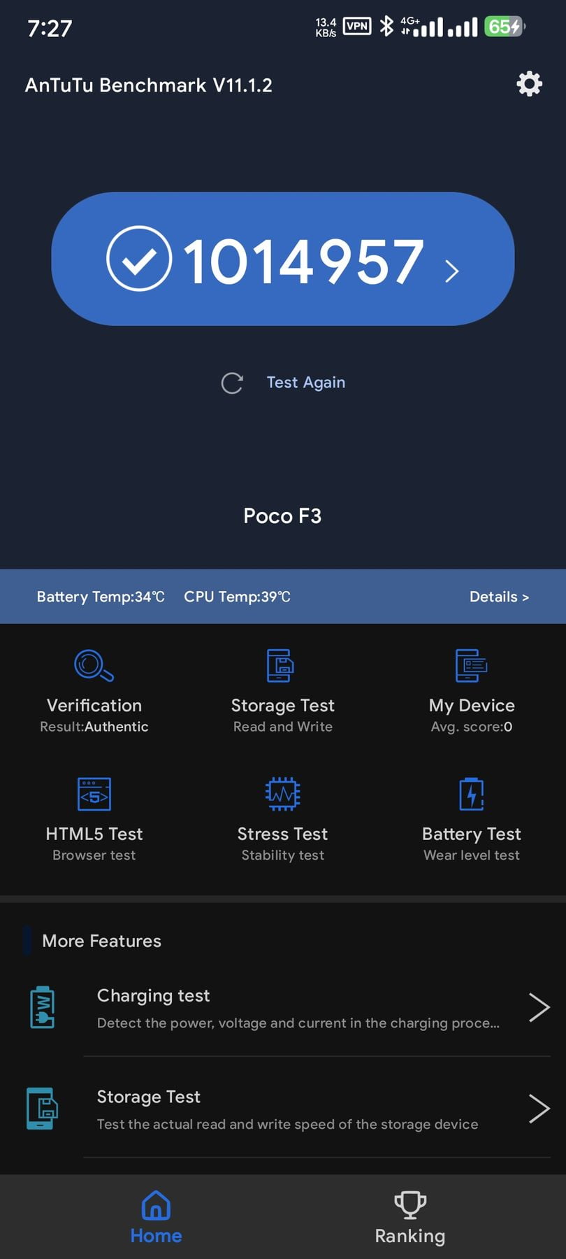 Xiaomi Poco F3 AnTuTu – 1,014,957