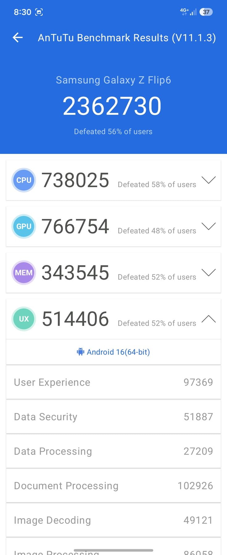 Samsung Galaxy Z Flip 6 AnTuTu – 2,362,730