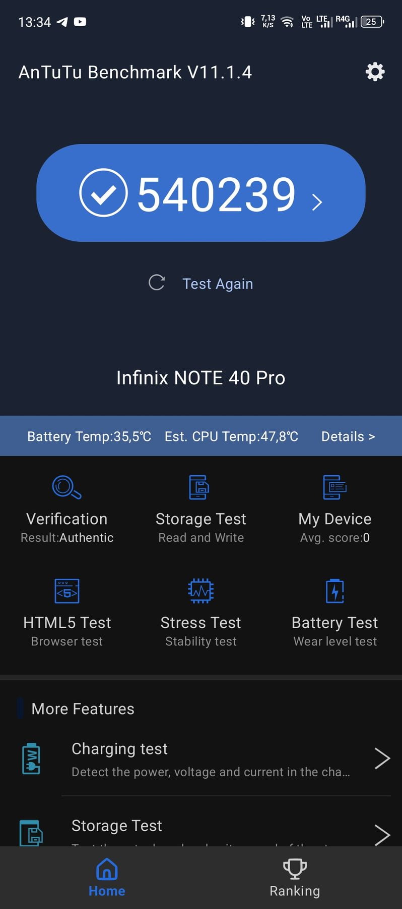 Infinix Note 40 Pro AnTuTu – 540,239