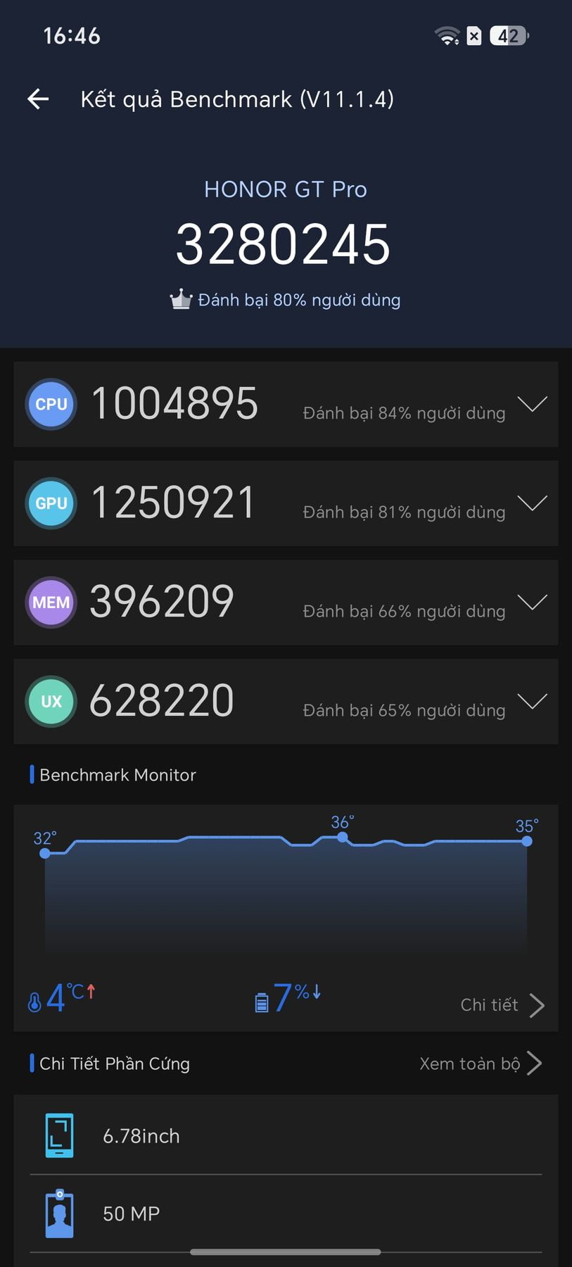 Honor GT Pro AnTuTu – 3,280,245